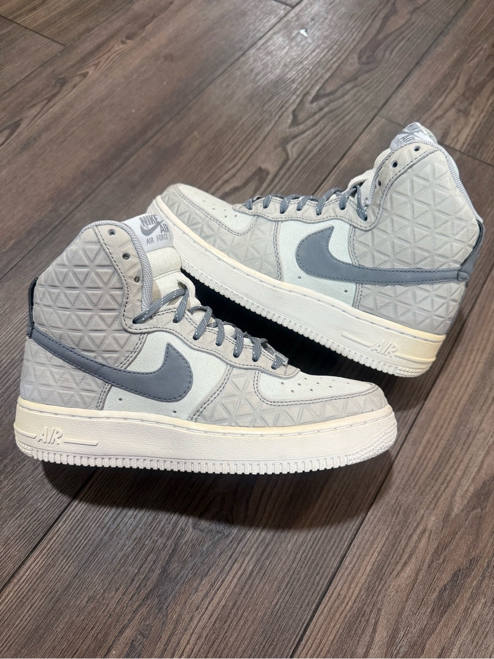 Nike Air Force 1 High Geometric Gray Youth 6Y Womens 7.5 Sneakers Shoes